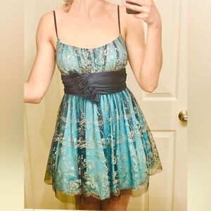 Beata Studio Blue and Silver Sparkling Prom Cocktail Dress